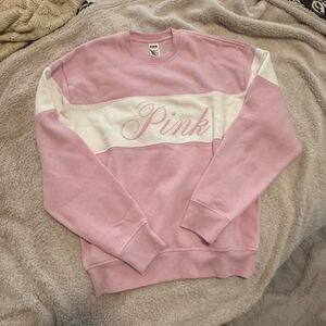Victoria Secret Women's Pink and White Sweatshirt